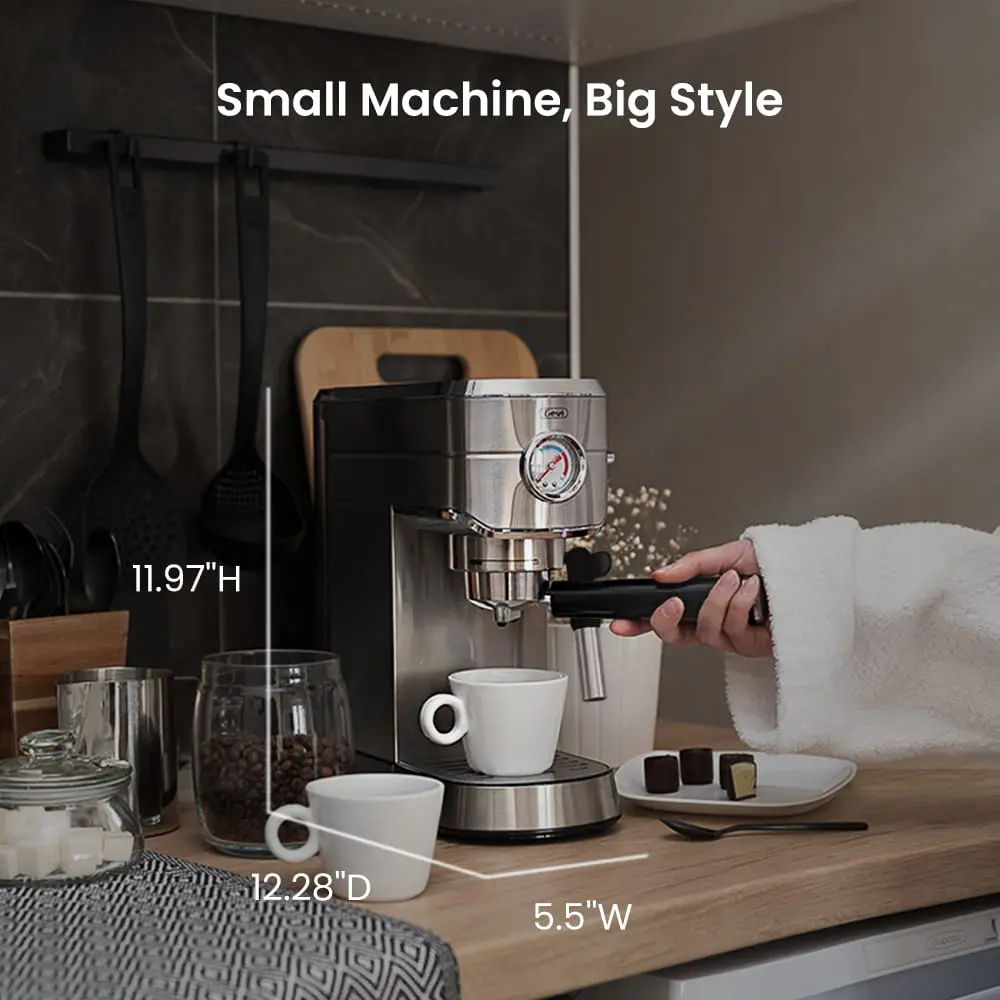 Compact Espresso Coffee Machine with Milk Steam Wand ECMA0 - Image 11