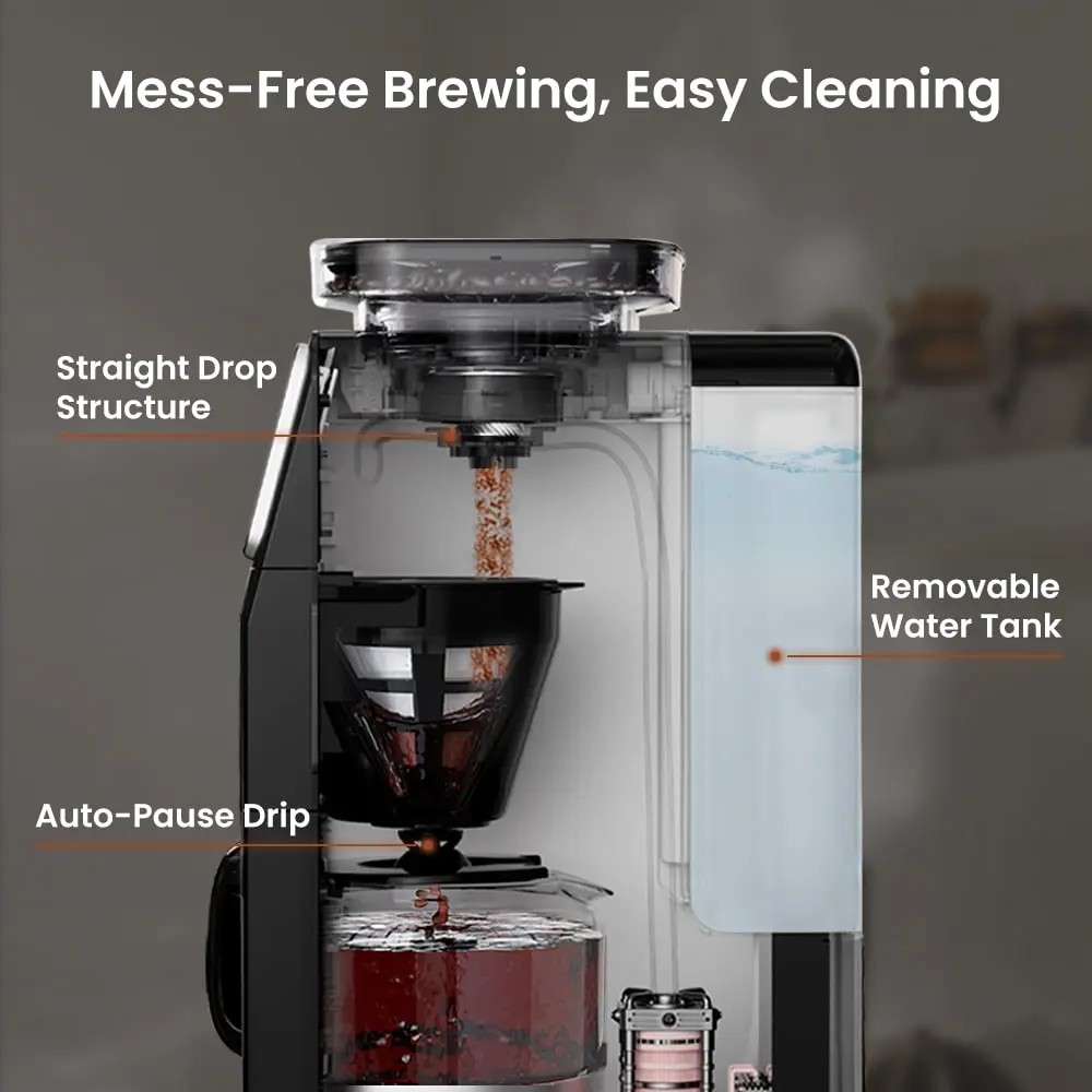 GEVI 10-Cup Drip Coffee Maker Machine with Grinder and LED Touchscreen DCMF0 - Image 12