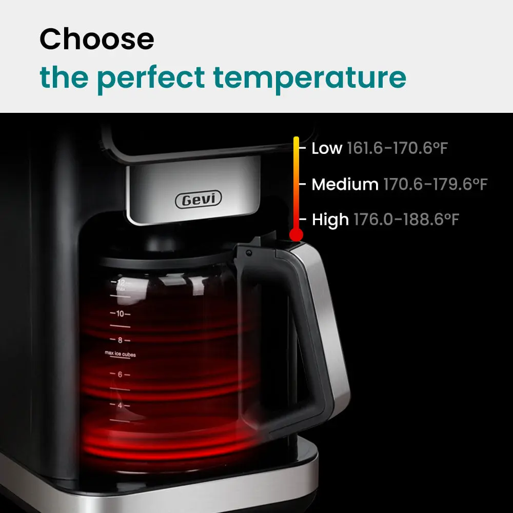 GEVI 12-Cup Programmable Drip Coffee Maker Machine with LED Touchscreen DCMA0 - Image 5