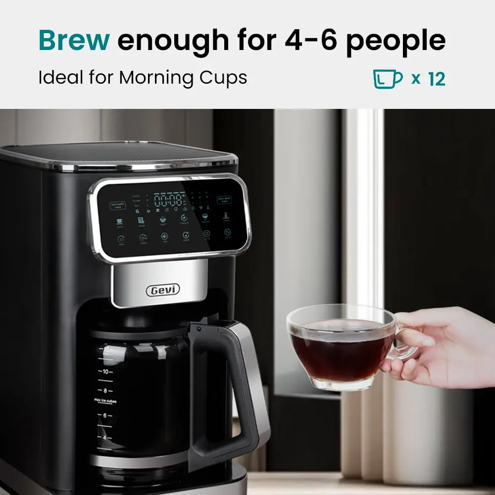 GEVI 12-Cup Programmable Drip Coffee Maker Machine with LED Touchscreen DCMA0 - Image 7