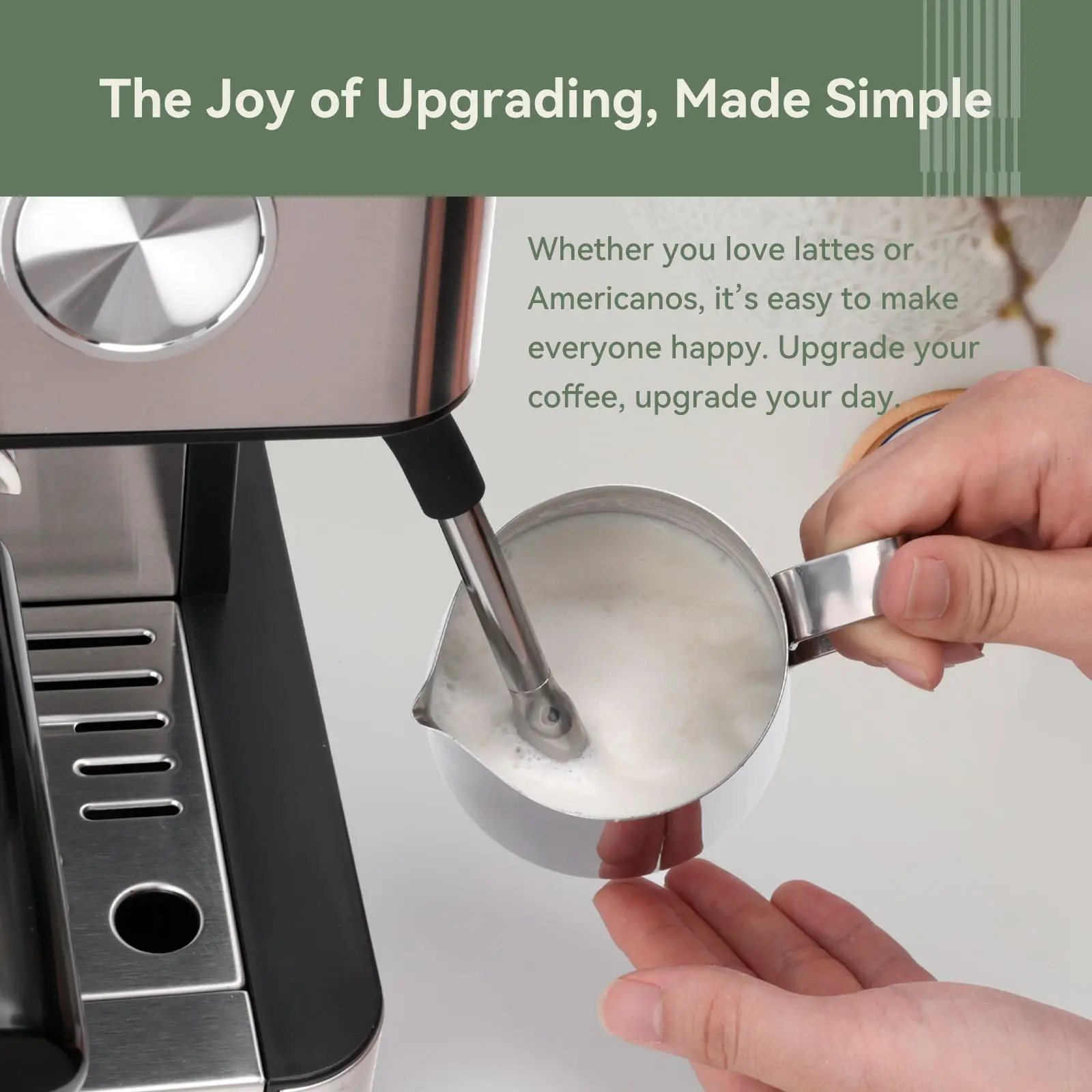 GEVI 20 Bar Espresso Maker with Built-in Bean Grinder & Milk Frother ECMI0 - Image 5