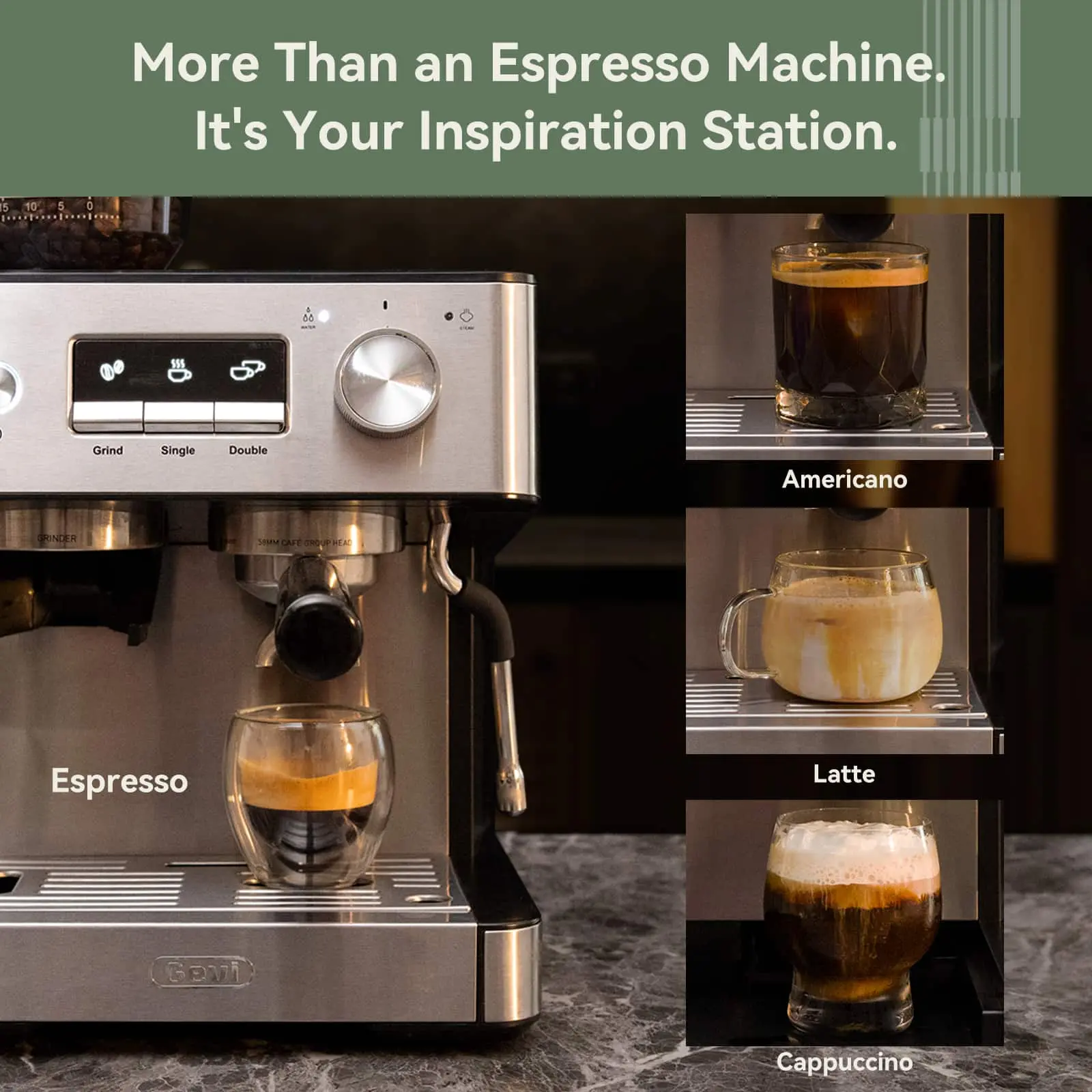 GEVI 20 Bar Espresso Maker with Built-in Bean Grinder & Milk Frother ECMI0 - Image 8