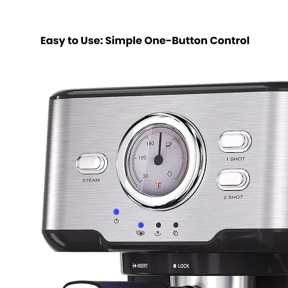 GEVI 2-in-1 Espresso Machine with Milk Frother Wand and Dual Temperature Control 20 Bar ECMD0 - Image 7