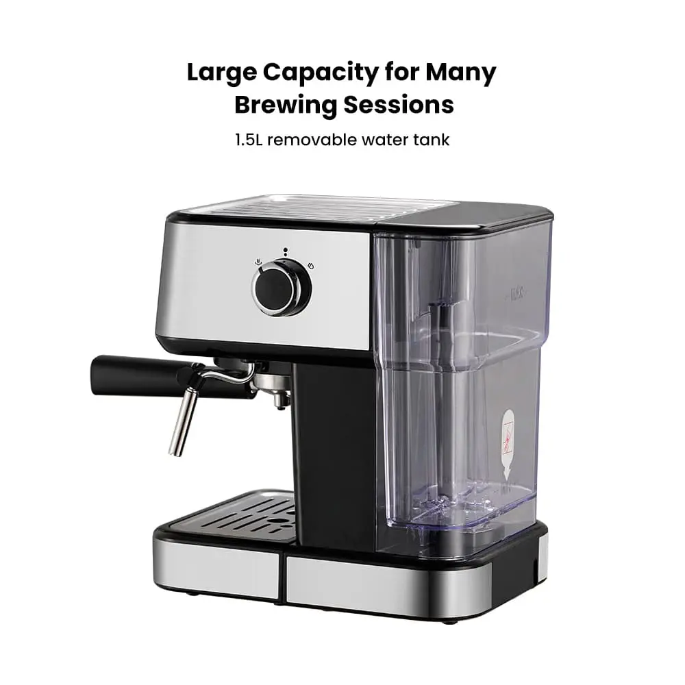 GEVI 2-in-1 Espresso Machine with Milk Frother Wand and Dual Temperature Control 20 Bar ECMD0 - Image 8