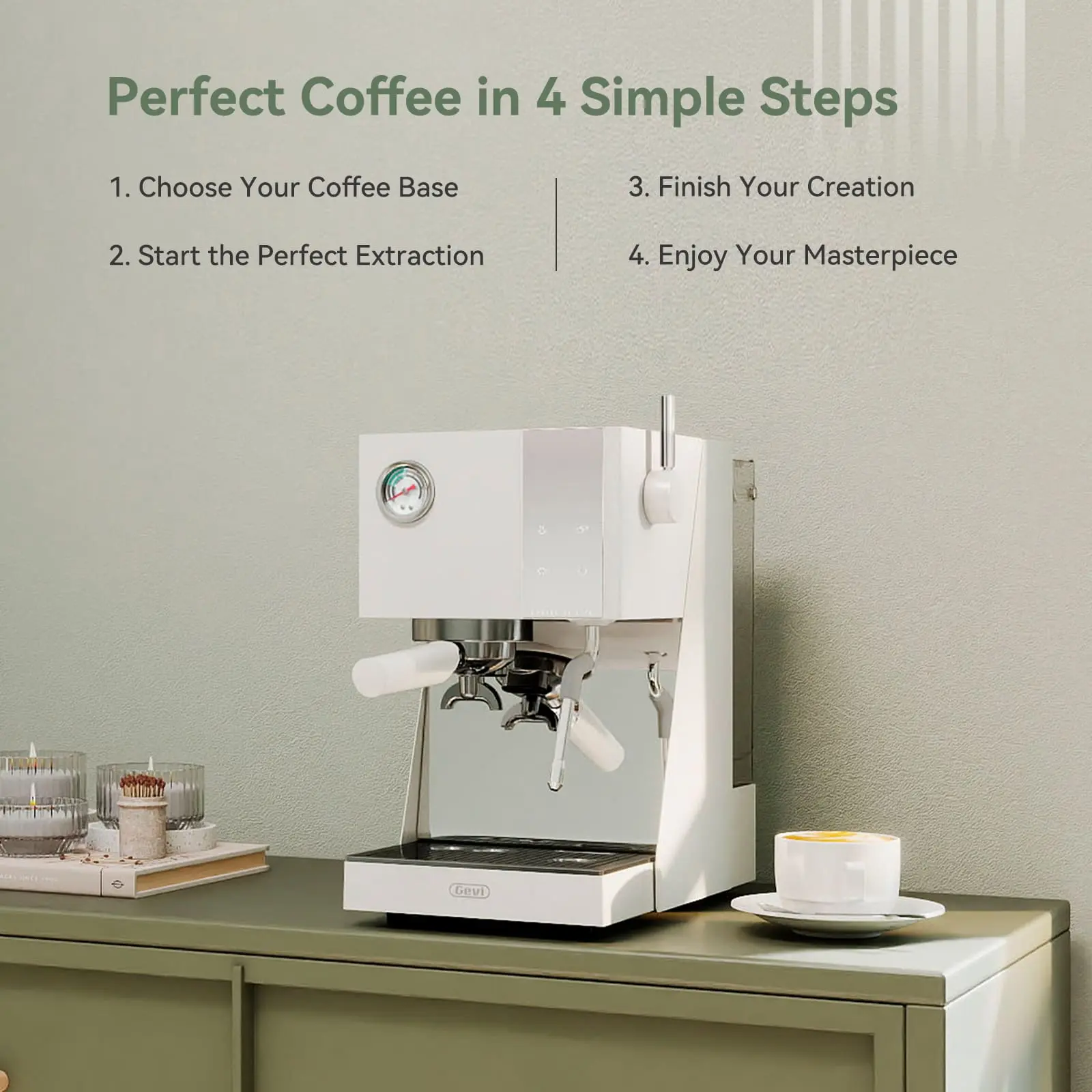 GEVI 20 Bar Semi Automatic Espresso Coffee Machine with OPV and Dual Display Touch Screen ECMN0 - Image 10