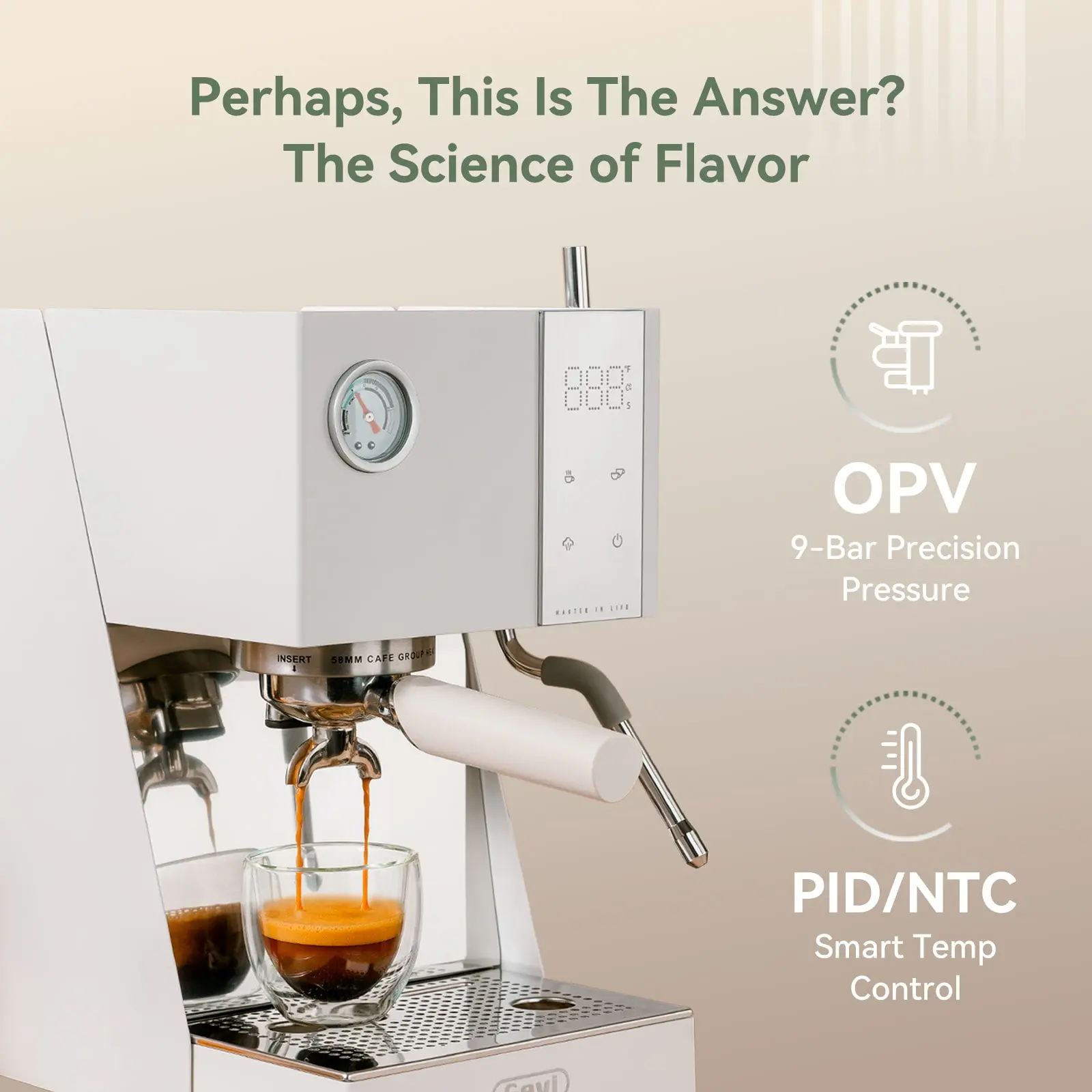 GEVI 20 Bar Semi Automatic Espresso Coffee Machine with OPV and Dual Display Touch Screen ECMN0 - Image 4