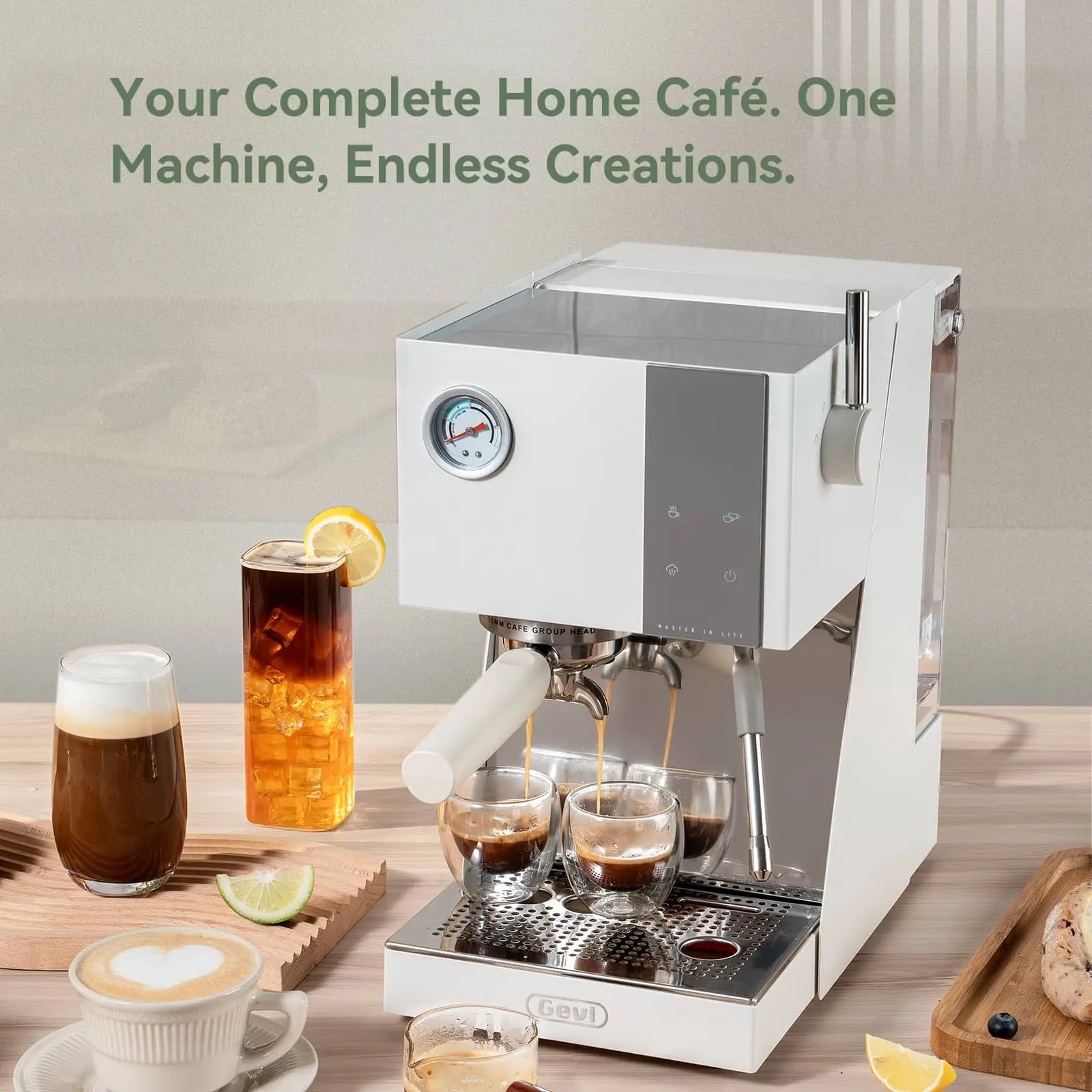 GEVI 20 Bar Semi Automatic Espresso Coffee Machine with OPV and Dual Display Touch Screen ECMN0 - Image 9