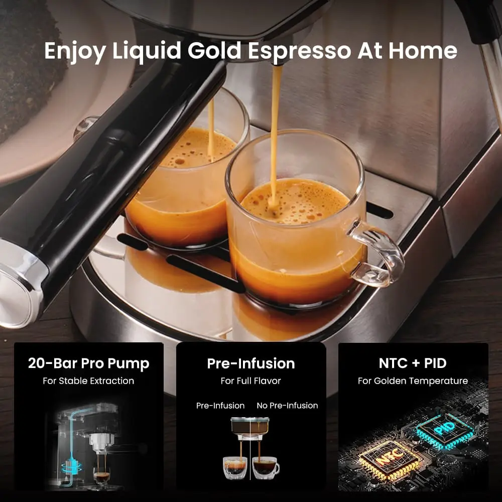Compact Espresso Coffee Machine with Milk Frother ECMG0 - Image 6