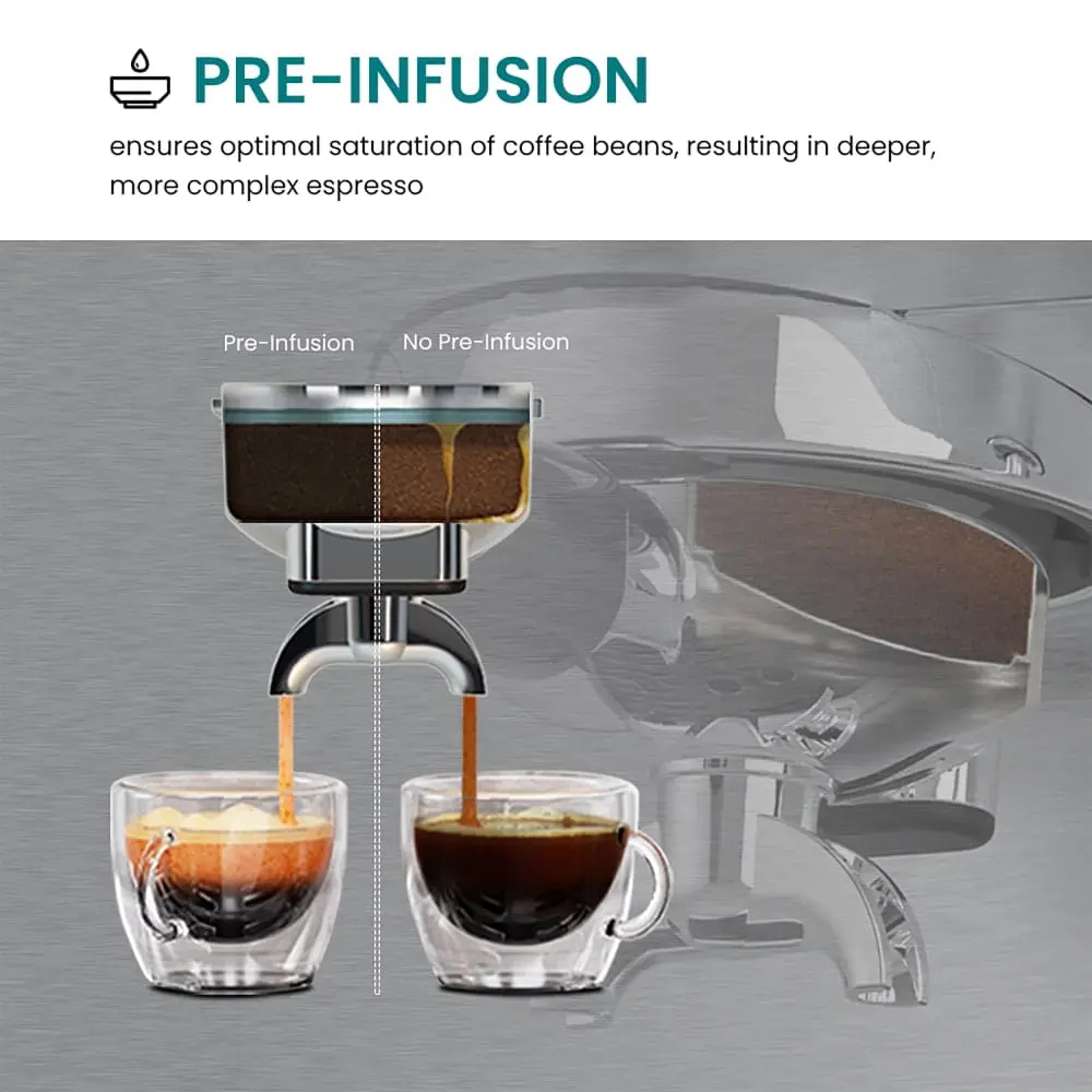 GEVI Ezbru 1000 Espresso Coffee Maker Machine with Pre-infusion ECMC0 - Image 3